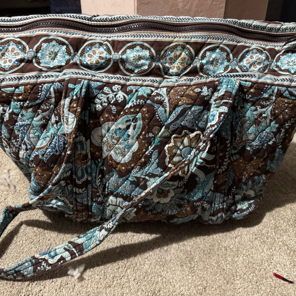 Vera Bradley Brown and Blue Quilted Tote Bag